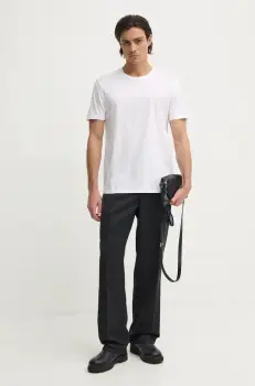 BOSS tricou din bumbac barbati, culoarea alb, neted imagine