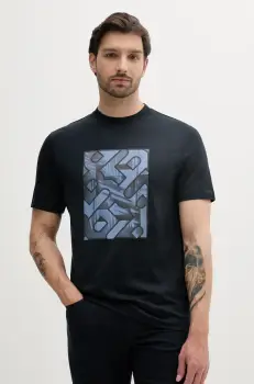 BOSS tricou din bumbac barbati, culoarea bleumarin, cu imprimeu, 50538438 imagine