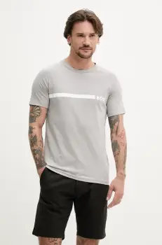 BOSS tricou din bumbac barbati, culoarea gri, cu imprimeu imagine