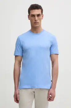 BOSS tricou din bumbac barbati, culoarea turcoaz, neted, 50468347 imagine