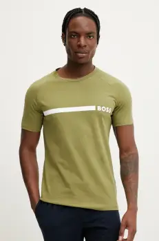 BOSS tricou din bumbac barbati, culoarea verde, cu imprimeu imagine