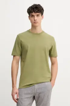 BOSS tricou din bumbac barbati, culoarea verde, neted, 50468347 imagine