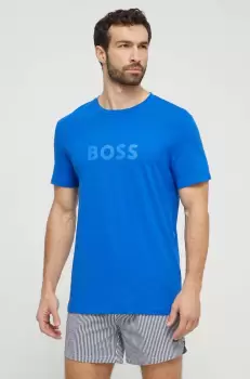 BOSS tricou din bumbac barbati, culoarea violet, cu imprimeu imagine