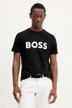 BOSS tricou din bumbac BOSS CASUAL culoarea negru, cu imprimeu, 50481923 imagine