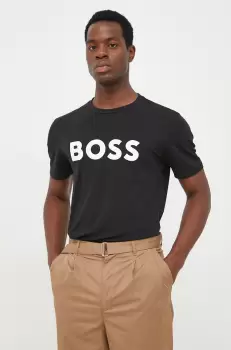 BOSS tricou din bumbac Boss Casual culoarea negru, cu imprimeu imagine