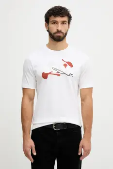 BOSS tricou din bumbac culoarea alb, cu imprimeu, 50549282 imagine