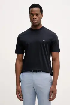 BOSS tricou din bumbac culoarea albastru marin, cu imprimeu, 50555844 imagine