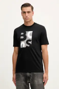 BOSS tricou din bumbac culoarea negru, cu imprimeu, 50543901 imagine