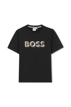 BOSS tricou din bumbac culoarea negru, uni, J52360 imagine