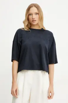 BOSS tricou din bumbac femei, culoarea bleumarin, 50541328 imagine