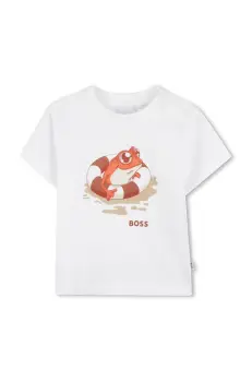 BOSS tricou din bumbac pentru bebelusi culoarea alb, cu imprimeu, J52110 imagine