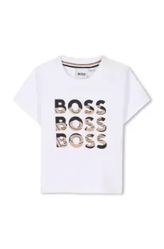 BOSS tricou din bumbac pentru bebelusi culoarea alb, cu imprimeu, J52113 imagine
