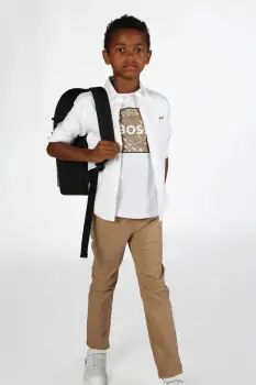 BOSS tricou din bumbac pentru bebelusi culoarea alb, cu imprimeu, J52370 imagine
