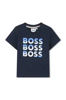 BOSS tricou din bumbac pentru bebelusi culoarea bleumarin, cu imprimeu, J52113 imagine