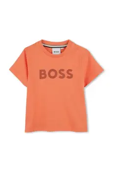BOSS tricou din bumbac pentru bebelusi culoarea portocaliu, cu imprimeu, J52105 imagine