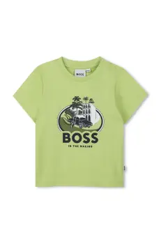 BOSS tricou din bumbac pentru bebelusi culoarea verde, cu imprimeu, J52110 imagine