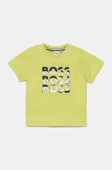 BOSS tricou din bumbac pentru bebelusi culoarea verde, cu imprimeu, J52113 imagine