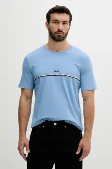 BOSS tricou lounge culoarea gri, cu imprimeu imagine