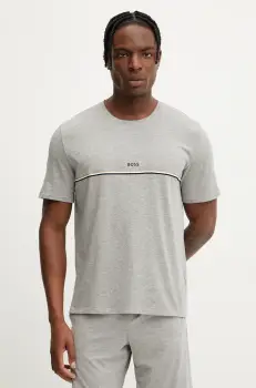 BOSS tricou lounge culoarea gri, cu imprimeu imagine