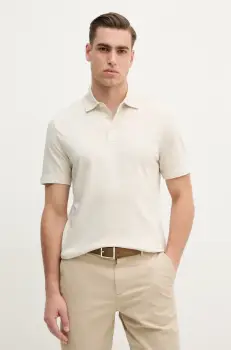 BOSS tricou polo barbati, culoarea bej, neted, 50521106 imagine