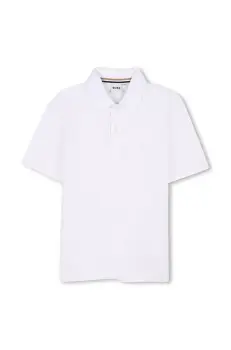 BOSS tricou polo copii culoarea alb, neted, J52042 imagine