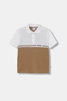 BOSS tricou polo copii culoarea maro, J52339 imagine