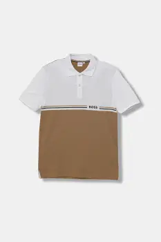 BOSS tricou polo copii culoarea maro, J52339 imagine