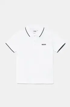 BOSS tricouri polo din bumbac pentru bebelusi culoarea alb, neted, J05P13 imagine