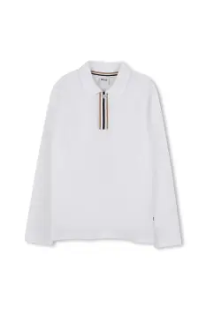 BOSS tricouri polo din bumbac pentru copii culoarea alb, J52333 imagine