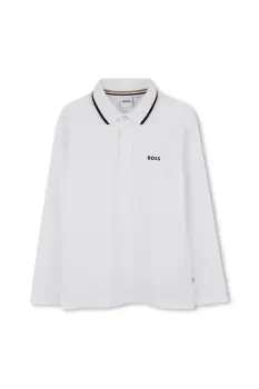 BOSS tricouri polo din bumbac pentru copii culoarea alb, uni, J52330 imagine