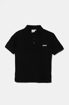 BOSS tricouri polo din bumbac pentru copii culoarea negru, cu imprimeu, J52014 imagine