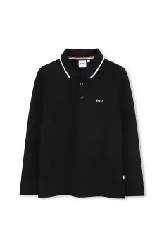 BOSS tricouri polo din bumbac pentru copii culoarea negru, uni, J52330 imagine