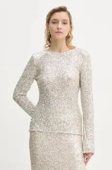 Bruuns Bazaar bluza femei, culoarea argintiu, uni, BBW4194 imagine