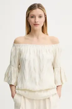 Bruuns Bazaar bluza femei, culoarea bej, cu imprimeu, BBW4425 imagine