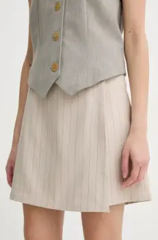 Bruuns Bazaar fusta pantaloni femei, culoarea bej, cu imprimeu, high waist, BBW4412 imagine