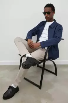 Bruuns Bazaar pantaloni de bumbac Arc Raphael culoarea bej, cu fason chinos imagine