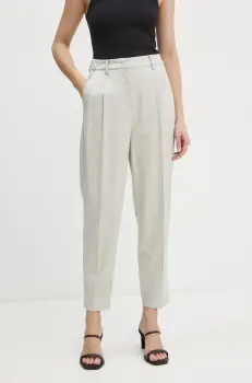 Bruuns Bazaar pantaloni din lana culoarea bej, drept, high waist, BBW4205 imagine