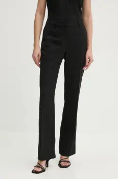 Bruuns Bazaar pantaloni din lana culoarea negru, drept, high waist, BBW4207 imagine