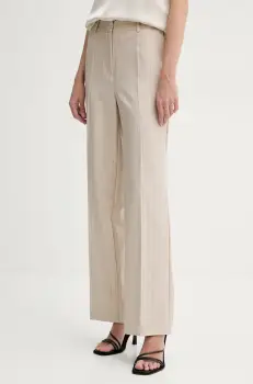 Bruuns Bazaar pantaloni femei, culoarea bej, lat, high waist, BBW4411 imagine