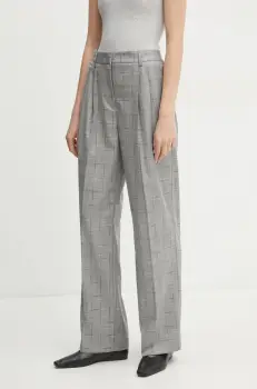 Bruuns Bazaar pantaloni femei, culoarea gri, fason tigareta, high waist, BBW4226 imagine