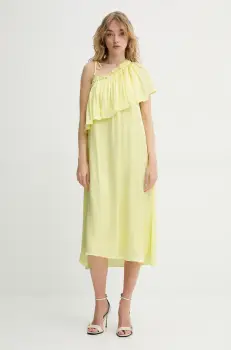 Bruuns Bazaar rochie culoarea galben, midi, drept, BBW4407 imagine