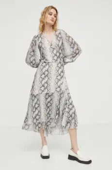 Bruuns Bazaar rochie culoarea maro, midi, evazati imagine