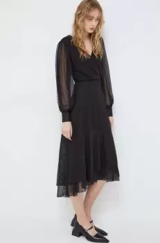Bruuns Bazaar rochie culoarea negru, midi, evazati imagine