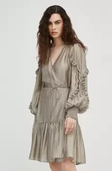 Bruuns Bazaar rochie din amestec de in culoarea bej, mini, evazati imagine