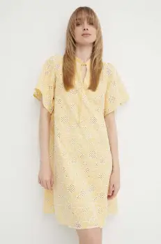 Bruuns Bazaar rochie din bumbac WoodbineBBJulia dress culoarea galben, mini, evazati, BBW3948 imagine