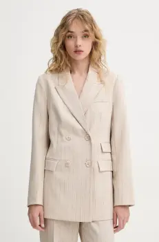 Bruuns Bazaar sacou culoarea bej, cu doua randuri de nasturi, cu imprimeu, BBW4413 imagine