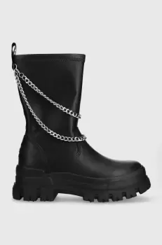 Buffalo botine Aspha Sock Chain femei, culoarea negru, cu platforma, 1622313 imagine