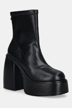 Buffalo botine Heart Sock Bootie culoarea negru, cu toc drept, 1220073-BLK imagine