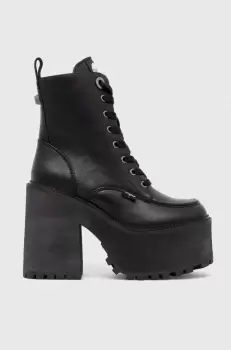 Buffalo botine Killah Lace Up Mid femei, culoarea negru, cu toc drept, 1622373 imagine