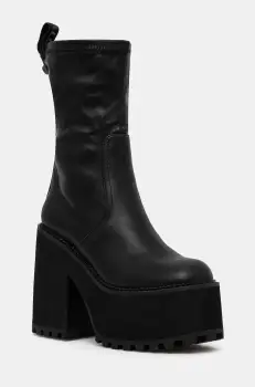 Buffalo botine Killah Sock Boot femei, culoarea negru, cu toc drept, 1622376-BLK imagine